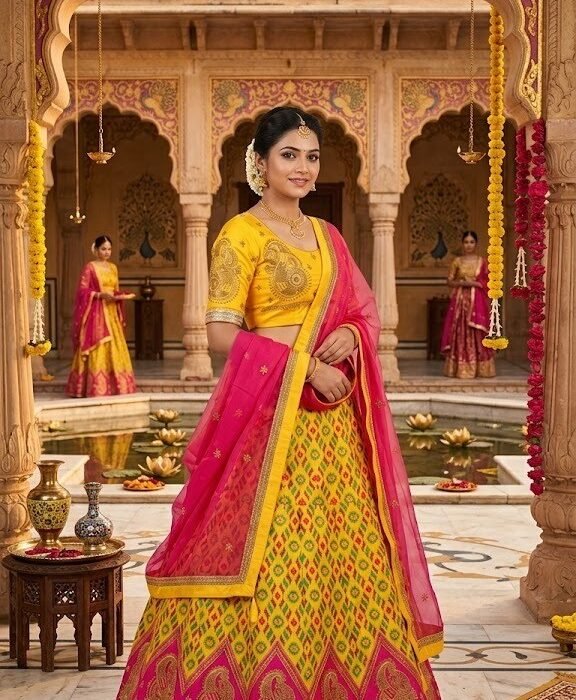Haldi Yellow Patola Zari Festive Lehenga Set