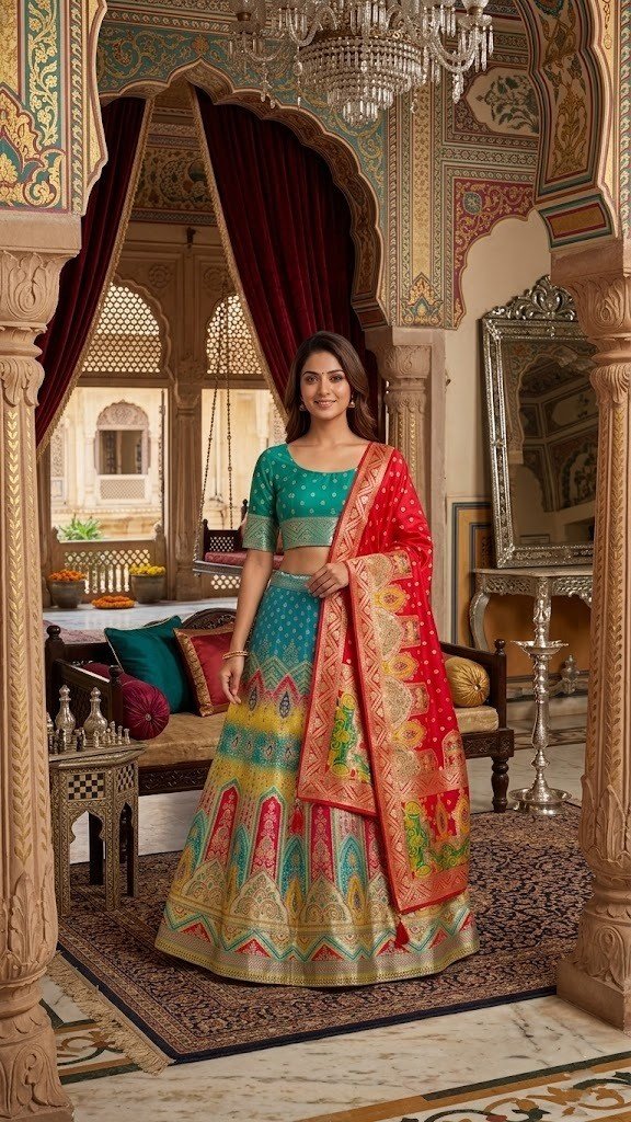 patola-bandhani-banarasi-dupatta-festive-lehenga-set