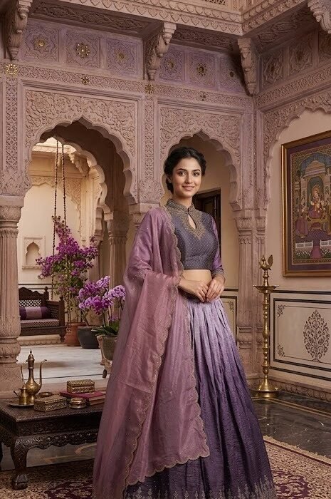 Tissue AD Stone Work Festive Lehenga Set