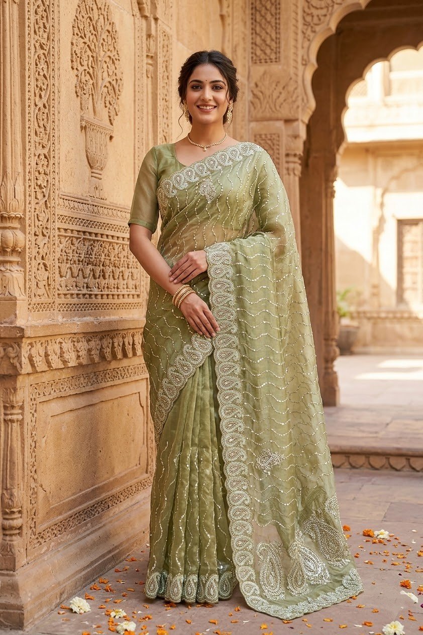 pastel-green-tissue-silk-sequins-embellished-saree