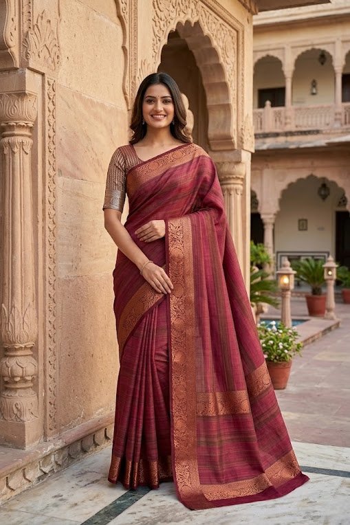 dual-tone-rose-copper-zari-border-silk-saree