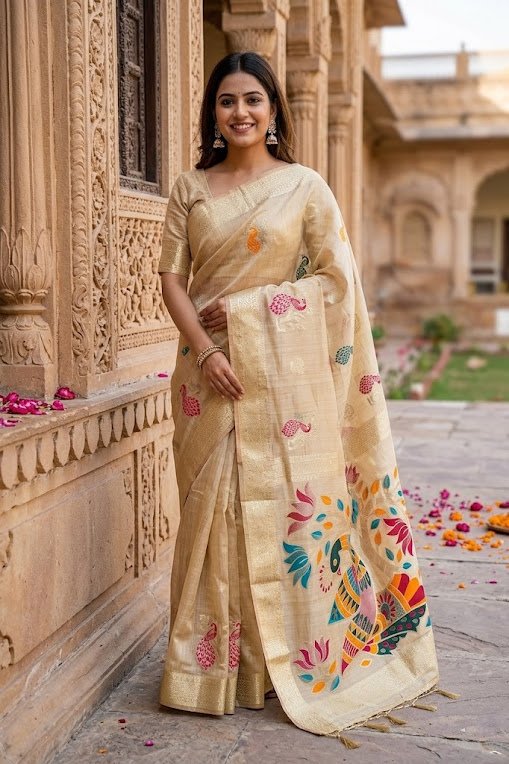 beige-cotton-silk-peacock-motif-zari-designer-saree