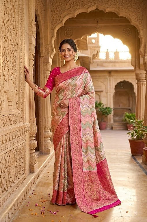 gajji-silk-bandhani-zari-border-designer-saree