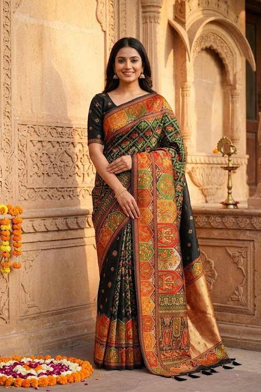 black-art-silk-pashmina-inspired-designer-saree