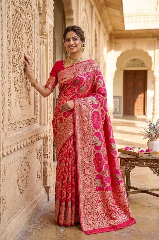 rani-pink-gajji-silk-bandhani-zari-saree