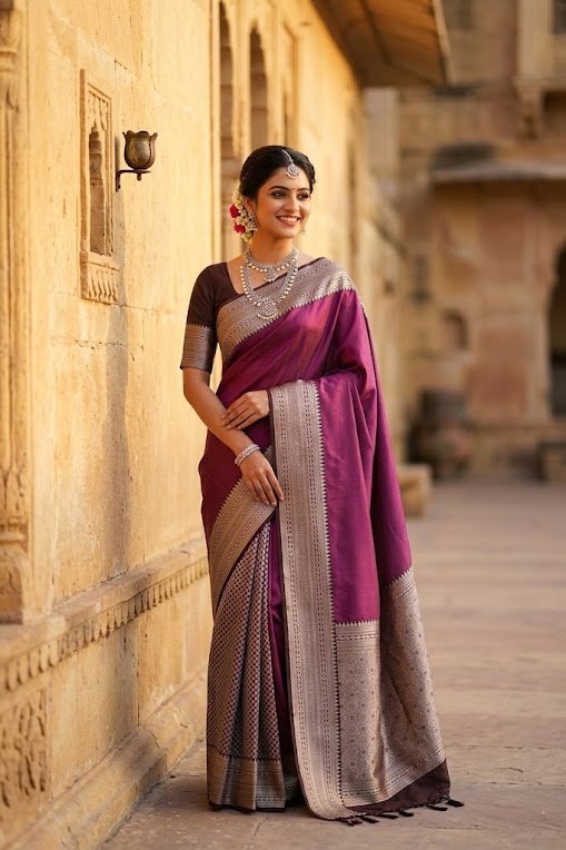 rose-gold-satin-silk-banarasi-work-saree
