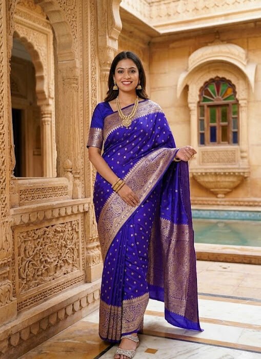 Royal Blue Katan Silk Banarasi Zari Saree