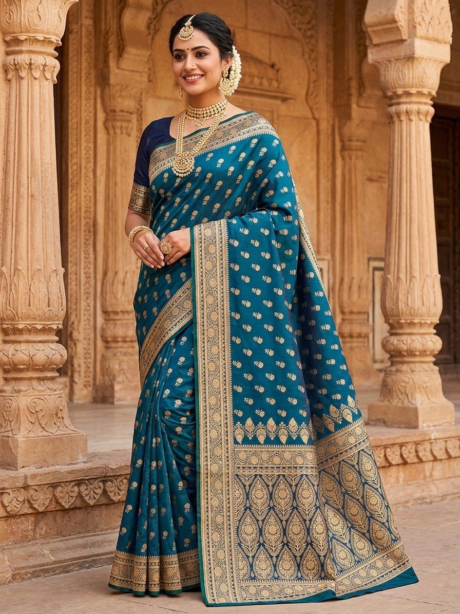 royal-teal-banarasi-mashru-katan-silk-saree
