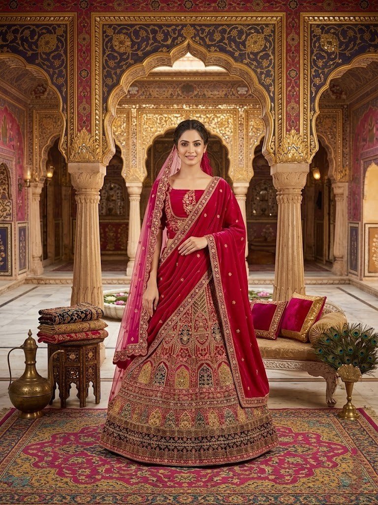 bridal-red-velvet-cut-dana-work-lehenga