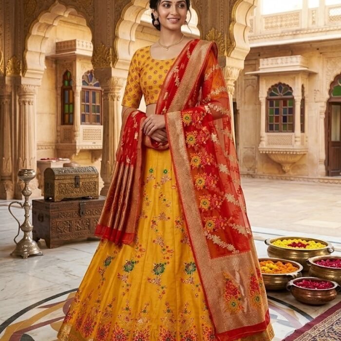 Organza Meenakari Banarasi Festive Lehenga Set