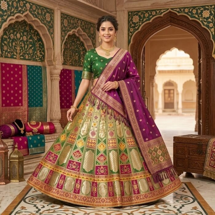 Meenakari Banarasi Zari Festive Lehenga Set