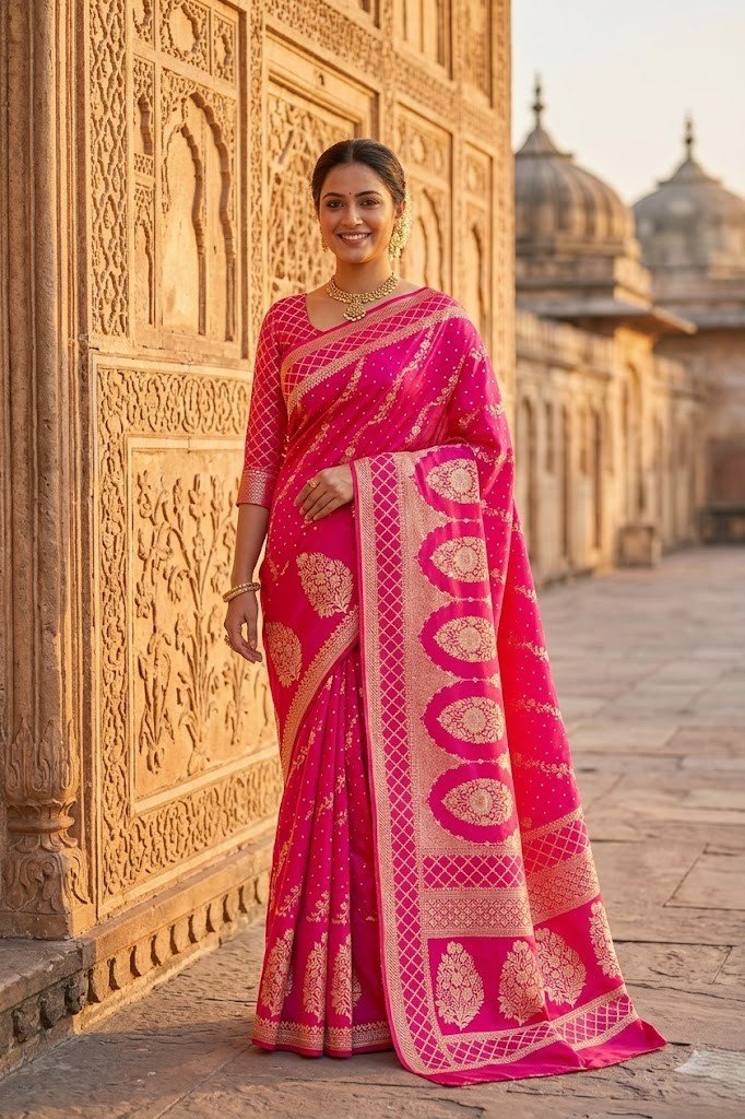 rani-pink-katan-silk-banarasi-zari-saree