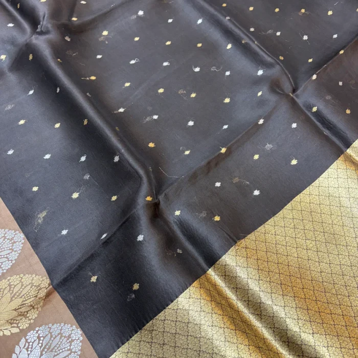 Black Organza Banarasi Zari Stripe Border Saree