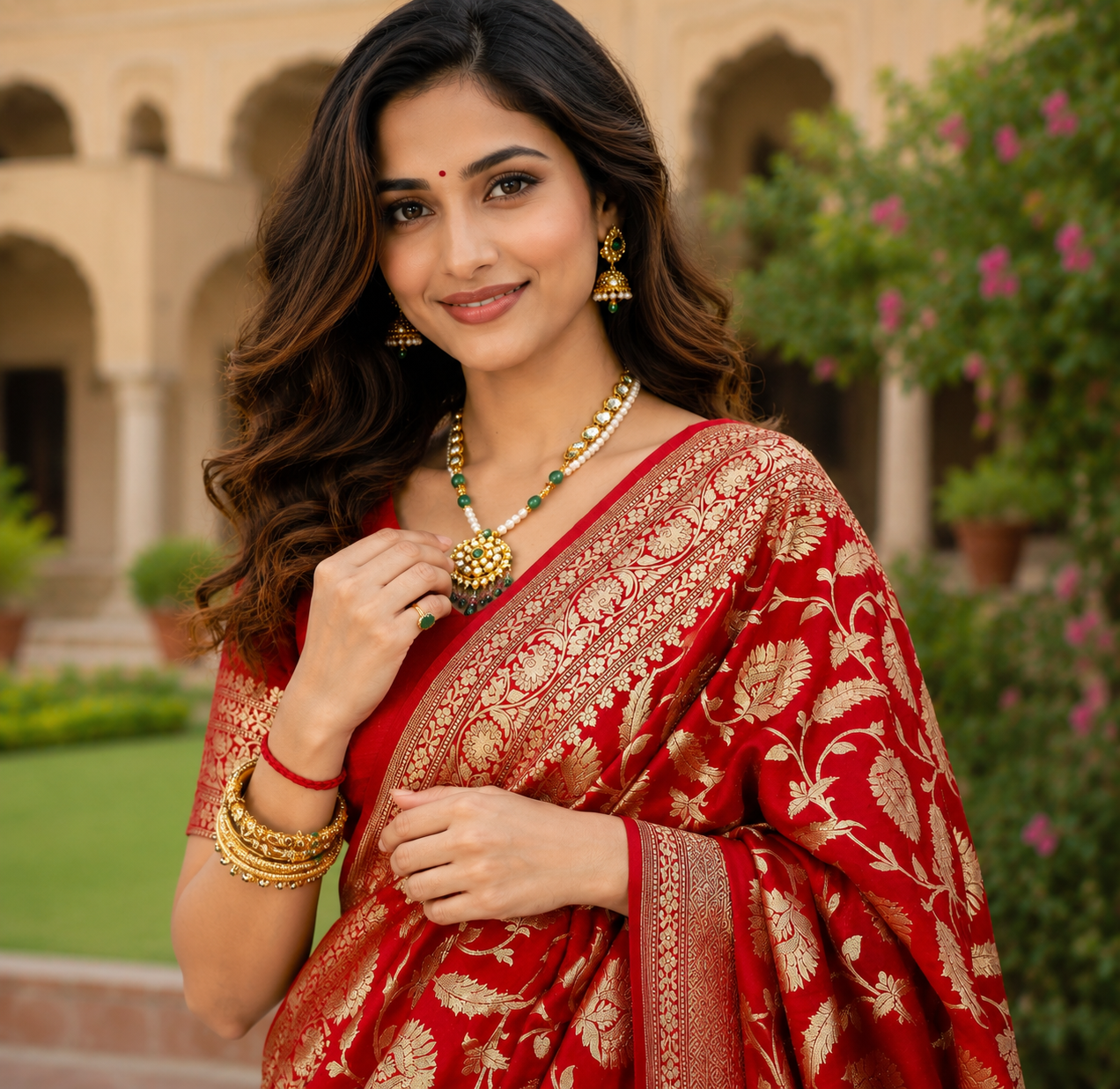 royal-red-pure-muga-silk-zari-saree