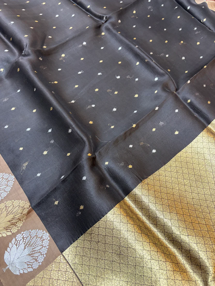 black-organza-banarasi-zari-stripe-border-saree